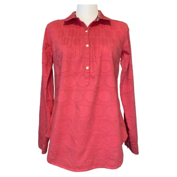 Isabella Sinclair Textured‎ Dot Mixed Fabric Top Size XS Pink Cottagecore - Picture 2 of 13